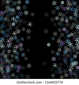 Falling snow confetti, snowflakes vector border. Christmas, New Year, Winter holidays party celebration. Ice ad frame, winter storm, sparkling trail. Hipster snowfall falling snowflakes confetti