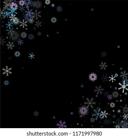 Falling snow confetti, snowflakes vector element. Festive winter, Christmas, New Year sale background. Cold weather, winter storm, scatter texture. Funky snowfall falling snowflakes confetti