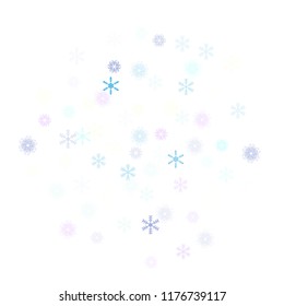Falling snow confetti, snowflakes vector xmas frame. Festive winter, Christmas, New Year party decoration. Cold weather, winter storm, sparkling texture. Hipster snowfall falling snowflakes confetti