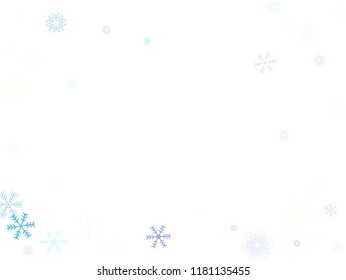 Falling snow confetti, snowflakes vector xmas frame. Winter holidays, Christmas, New Year party celebration. Cold weather, winter storm, sparkling texture. Vintage snowfall falling snowflakes confetti