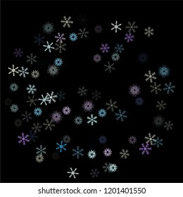 Falling snow confetti, snowflakes vector border. Festive winter, Christmas, New Year party pattern. Cold weather, winter storm, sparkling texture. Funky snowfall falling snowflakes confetti