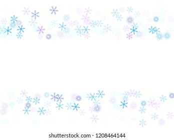 Falling snow confetti, snowflakes vector background. Festive winter, Christmas, New Year party decoration. Ice ad frame, winter storm, sparkling trail. Hipster snowfall falling snowflakes confetti