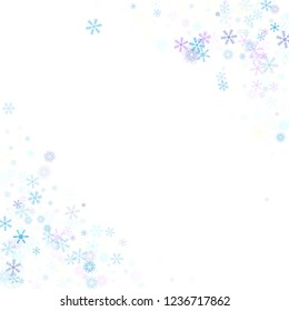 Falling snow confetti, snowflakes vector element. Festive winter, Christmas, New Year sale background. Textured frame, winter storm, sparkling trail. Hipster snowfall falling snowflakes confetti