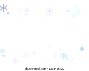 Falling snow confetti, snowflakes vector background. Christmas, New Year, Winter holidays party celebration. Cold weather, winter storm, sparkling texture. Funky snowfall falling snowflakes confetti