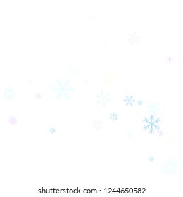 Falling snow confetti, snowflakes vector xmas frame. Christmas, New Year, Winter holidays party celebration. Cold ice frame, winter storm, sparkling trail. Vintage snowfall falling snowflakes confetti