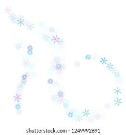 Falling snow confetti, snowflakes vector scatter. Winter holidays, Christmas, New Year party celebration. Cold weather, winter storm, sparkling texture. Funky snowfall falling snowflakes confetti