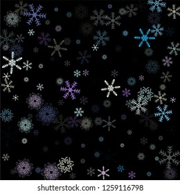 Falling snow confetti, snowflakes vector xmas frame. Christmas, New Year, Winter holidays party celebration. Cold weather, winter storm, scatter texture. Vintage snowfall falling snowflakes confetti