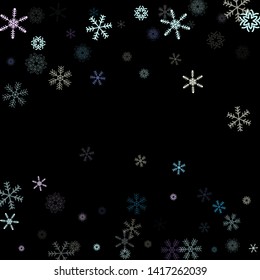 Falling snow confetti, snowflakes vector background. Winter holidays, Christmas, New Year party celebration. Cold ice frame, winter storm, sparkling trail. Funky snowfall falling snowflakes confetti
