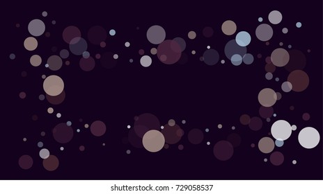 Falling Snow Confetti. Vector Snowballs or Snowflakes Winter Festive Background. Cool Vintage Christmas Night or New Year Sparkling Design. Transparent Xmas Falling Snow Confetti on Purple Background.