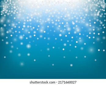 Falling Snow Confetti Winter Vector Background. Christmas, New Year Celebration Snowflakes Pattern. Realistic Flying Snow, Storm Sky Effect. Winter Ad Decoration. Falling Snow Winter Confetti On Blue