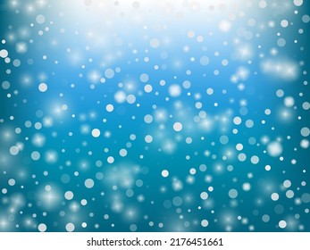 Falling Snow Confetti Winter Vector Background. Christmas, New Year Celebration Snowflakes Pattern. Realistic Flying Snow, Storm Sky Effect. Winter Ad Decoration. Falling Snow Winter Confetti On Blue