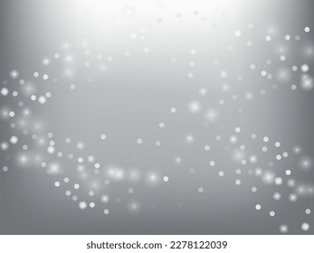 Falling Snow Confetti Winter Vector Background. Christmas, New Year Celebration Snowflakes Pattern. Realistic Flying Snow, Storm Sky Effect. Winter Ad Decoration. Falling Snow Winter Confetti On Gray