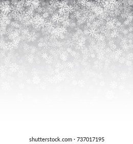 Falling Snow Effect with Realistic Vector Snowflakes Overlay on Light Silver Background. Christmas Holiday Winter Frozen Ice 3D Illustration Falling Snow Effect with Realistic Vector Snowflakes Overlay on Light Silver Background. Christmas Holiday Winter Frozen Ice 3D Illustration