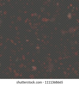 Falling snow flake red overlay effect teplate isolated on transparent background. EPS 10