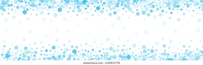 Falling snow flakes background for Christmas and Happy New Year design. Snowstorm or snowflake blue winter pattern vector illustration