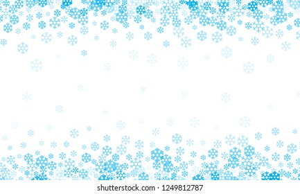 Falling snow flakes background for Christmas and Happy New Year design. Snowstorm or snowflake blue winter pattern vector illustration