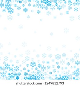 Falling snow flakes background for Christmas and Happy New Year design. Snowstorm or snowflake blue winter pattern vector illustration