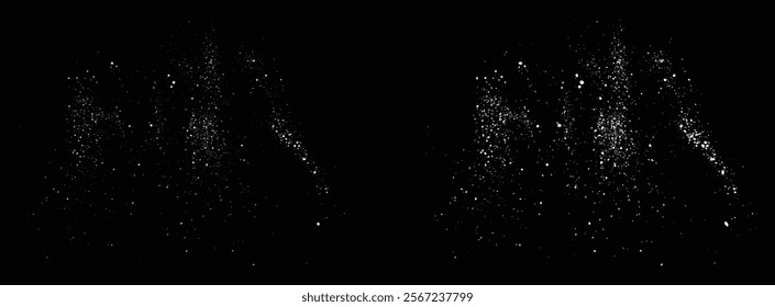 Falling snow flakes background. Vector transparent white snowfall background