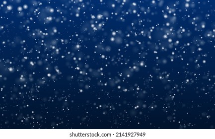 Falling snow flakes banner. White snowflakes flying in the air. Snow flakes, snow background. Winter snowfall illustration