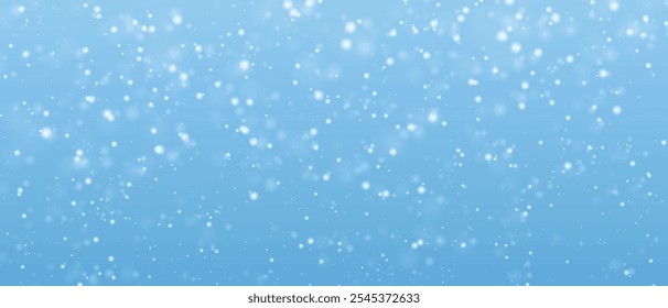 Falling snow flakes banner. White snowflakes flying in the air. Snow flakes, snow background. Winter snowfall illustration