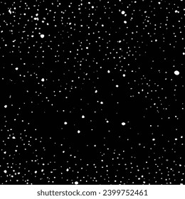 Falling snow flakes, Chaotic dots the gradient. Isolated on black background. Winter snowfall. Vector illustration