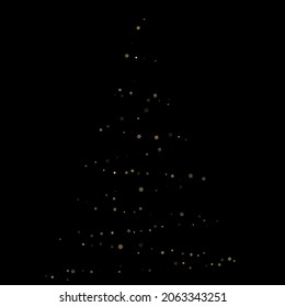 La nieve en caída tiñe un patrón dorado. Ilustración con nieve de oro volando, helada, nevada. Impresión de invierno para celebración de navidad en el fondo negro de la noche. Ilustración del vector de vacaciones para Año Nuevo.