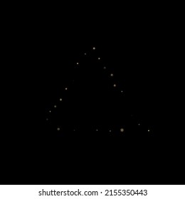 Falling Snow flakes golden pattern. Illustration with flying gold snow, frost, snowfall. Winter print for christmas celebration on black night background. Holiday Vector illustration for New Year.