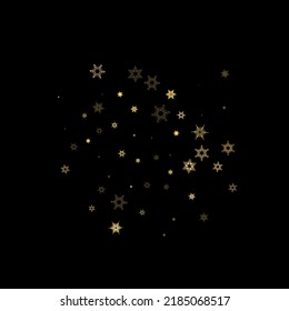 La nieve en caída tiñe un patrón dorado. Ilustración con nieve de oro volando, helada, nevada. Impresión de invierno para celebración de navidad en el fondo negro de la noche. Ilustración del vector de vacaciones para Año Nuevo.