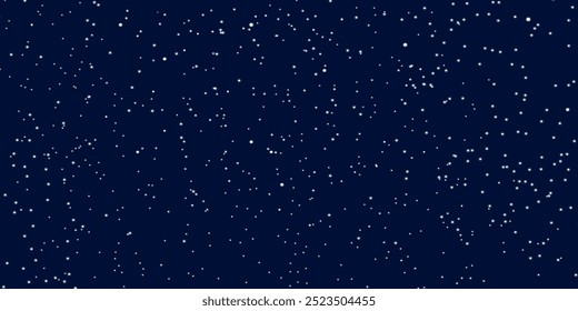 Falling Snow flakes pattern. Background with flying white snow, frost, snowfall. Spray winter texture on dark blue background. Vector illustration.