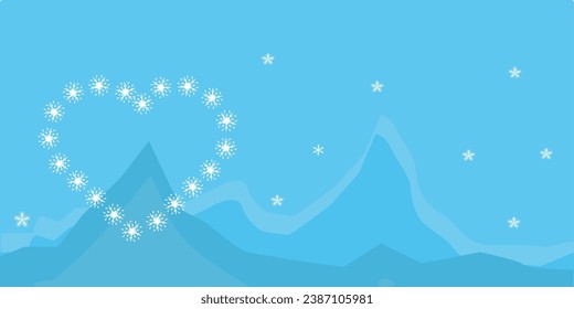 Falling snow flakes wallpaper. Snowfall dust freeze granules. Snowfall sky white teal blue background. Many snowflakes Snow nature scenery.