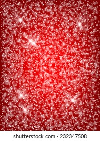 Falling snow. Fluffy white snow falling over red winter background. Christmas design.