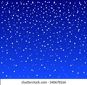 The falling snow Isolated on blue background. Vector illustration, eps 10. 