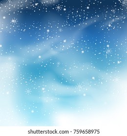 Falling snow isolated on blue background. For greeting card, merry christmas, web site, poster, placard and wallpaper. Falling snow backdrop - Shutterstock ID 759658975