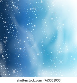 Falling snow isolated on blue background. For greeting card merry christmas, web site, poster, placard and wallpaper. Falling snow backdrop
