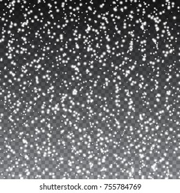 Falling snow isolated on a transparent background. Realistic vector illustration