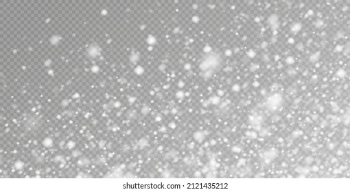 Falling snow in motion, white blurred snowflakes flying in the air.