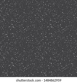 Falling snow or night sky with stars vector seamless pattern. Black and white hand drawn spray, splash, splatter texture. White tiny spots, specks, snowflakes, uneven dots on chalkboard background. 