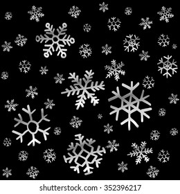 Falling snow or night sky with stars vector seamless pattern. Black and white hand drawn spray or splash monochrome texture. White spots on chalkboard background. Abstract backdrop. art