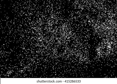 Falling snow or night sky with stars pattern. Black and white hand drawn blow spray or splash monochrome sparkle texture. White spots or stars on dark sky at night.  Abstract falling snow backdrop.
