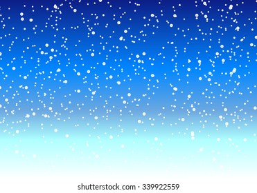 Falling snow at night in the winter sky