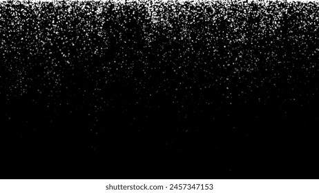 Falling Snow on the Black Background. Christmas Holiday Mood Background. New Year Weather Background. White Snow Particles. Vector Illustration.
