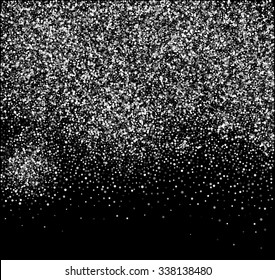 Falling Snow on the Black Background. Christmas Holiday Mood Background. New Year Weather Background, Vector Illustration.