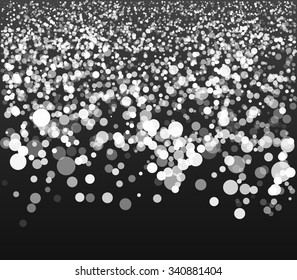 Falling Snow on a Black Background. Christmas Holiday Mood Background. New Year Weather Background. Vector Illustration.