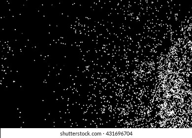 Falling snow on the black background. Magic night sky with stars pattern. Christmas Holiday mood background. New Year weather background.