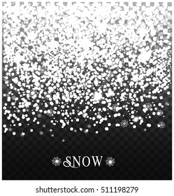 Falling Snow on the Black Background. Christmas Holiday ,New Year Weather Background,falling snowflakes vector illustration