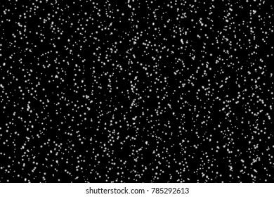 Falling snow on black background design element. Vector eps 10.