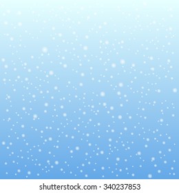 Falling snow on the blue background. Vector illustration. Xmas decoration.