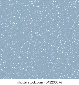 Falling snow on the blue background, seamless pattern, vector