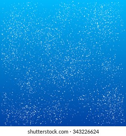 Falling Snow on the Blue Background. Christmas Holiday Mood Background. New Year Weather Background, Vector Illustration.