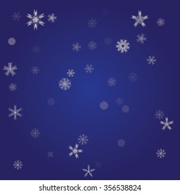 falling snow on the blue background - vector image